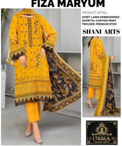 Luxury Lawn 3-Piece Suit With Chiffon Dupatta