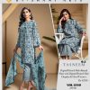 Frost Blue Serenity – Digital Printed Slub Dhanak 3-Piece Suit