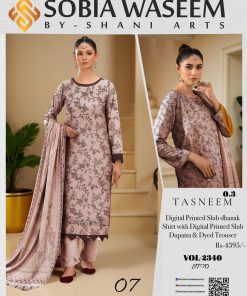 Blush Harmony – Digital Printed Slub Dhanak 3-Piece Suit
