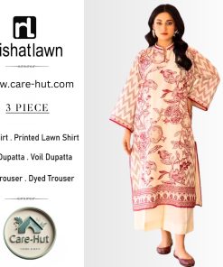 Elegant 3-Piece Printed Lawn Suit with Voile Dupatta