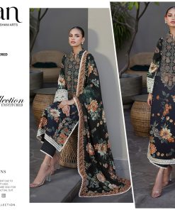 Midnight Bloom – Dhanak Embroidered 3-Piece Suit