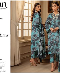 Teal Mirage – Dhanak Embroidered 3-Piece Suit