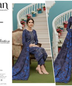 Royal Sapphire – Dhanak Embroidered 3-Piece Suit