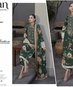 Emerald Elegance – Dhanak Embroidered 3-Piece Suit