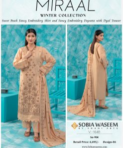 Winter 3-Piece Suit – Caramel Beige with Embroidered Dupatta
