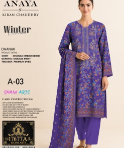 Royal Orchid – Dhanak Embroidered 3-Piece Winter Suit