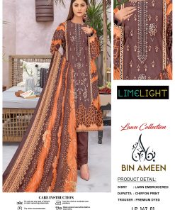 3-Piece Lawn Embroidered Suit with Chiffon Dupatta