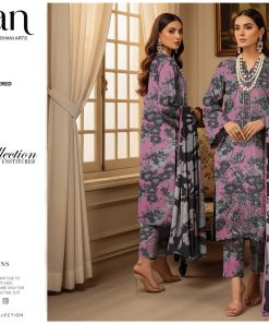Midnight Bloom – Dhanak Embroidered 3-Piece Suit