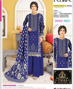 Luxury Lawn 3-Piece Suit With Chiffon Dupatta