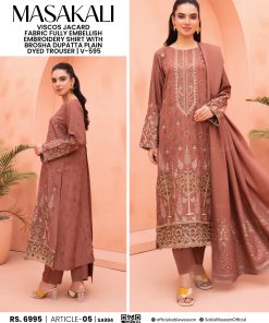 Viscose Jacard 3-Piece Suit – Mocha Grace