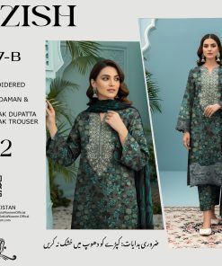 Dhanak Embroidered 3-Piece Suit with Embroidered Neck, Daman & Sleeves Patch – Teal Garden Elegance