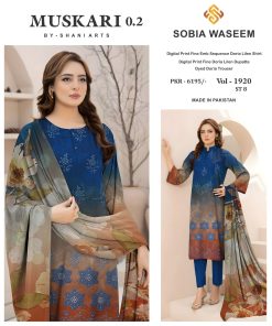 Sapphire Bloom – Doria Linen Embroidered 3-Piece Suit