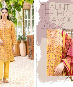 Premium Quality 3-Piece Printed Lawn Suit With Lawn Dupatta