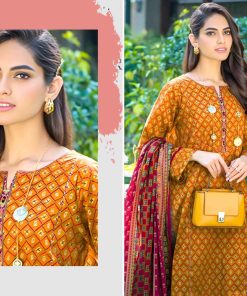 Premium Quality 3-Piece Printed Lawn Suit With Lawn Dupatta