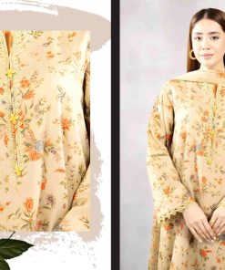 Premium Quality 3-Piece Printed Lawn Suit With Lawn Dupatta