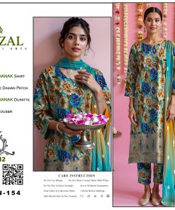 Azure Garden – Embroidered Daman Digital Dhanak Suit