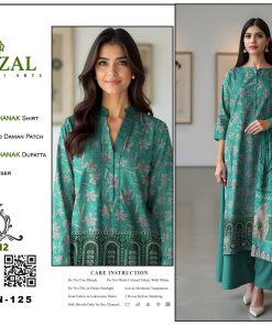 Emerald Grace – Dhanak Suit with Embroidered Daman Patch