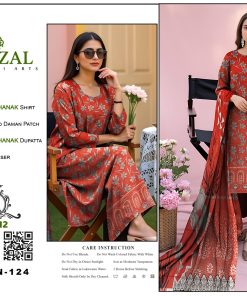 Crimson Bloom – Dhanak Suit with Embroidered Daman Patch