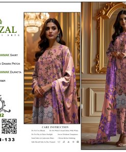 Lavender Blush – Dhanak Suit with Embroidered Daman Patch