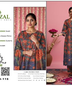 Autumn Bloom – Dhanak Suit with Embroidered Daman Patch