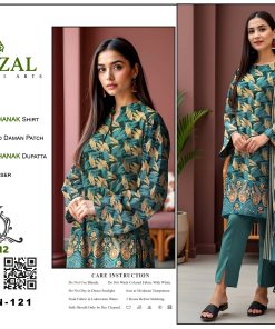 Teal Harmony – Dhanak Suit with Embroidered Daman Patch