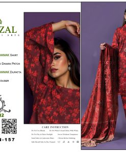 Crimson Charm – Dhanak Suit with Embroidered Daman Patch