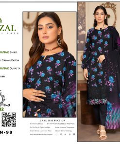 Midnight Bloom – Dhanak Suit with Embroidered Daman Patch