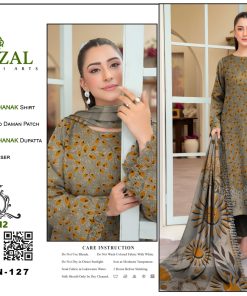 Golden Olive – Dhanak Suit with Embroidered Daman Patch