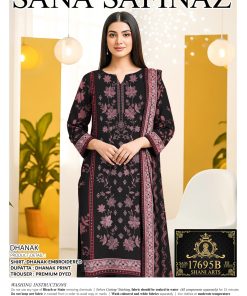 Noir Blossom – Dhanak Embroidered 3-Piece Winter Suit