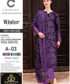 Royal Amethyst – Dhanak Embroidered 3-Piece Winter Suit