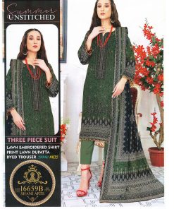 Luxury Lawn 3-Piece Suit With Lawn Dupatta