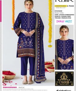 Winter 3-Piece Suit – Royal Sapphire with Dhanak Dupatta