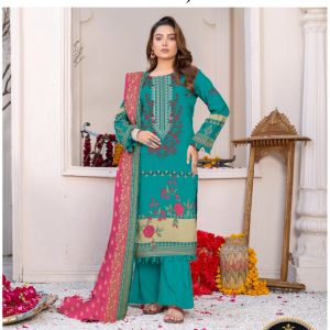 Luxury Lawn 3-Piece Suit With Lawn Dupatta