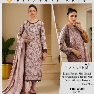 Blush Harmony – Digital Printed Slub Dhanak 3-Piece Suit