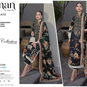 Midnight Bloom – Dhanak Embroidered 3-Piece Suit
