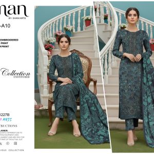 Emerald Grace – Dhanak Embroidered 3-Piece Suit