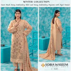 Winter 3-Piece Suit – Caramel Beige with Embroidered Dupatta