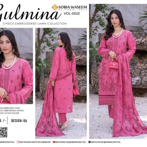 Rose Pink Embroidered Lawn Suit – Bana Doria Shirt, Voil Dupatta & Dyed Cotton Trouser