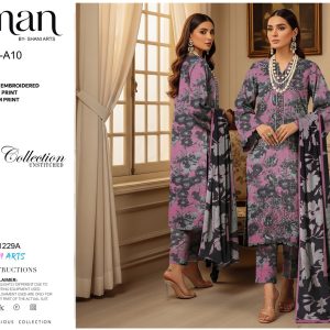 Midnight Bloom – Dhanak Embroidered 3-Piece Suit