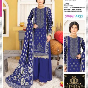 Luxury Lawn 3-Piece Suit With Chiffon Dupatta