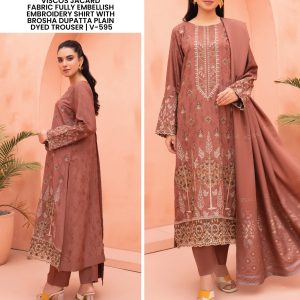Viscose Jacard 3-Piece Suit – Mocha Grace