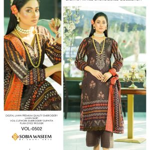 Unstitched Lawn Suit with Embroidered Voil Dupatta