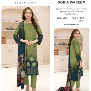 Emerald Charm – Doria Linen Embroidered 3-Piece Suit