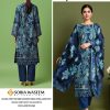 Winter 3-Piece Suit – Navy Blue with Digital Print Dupatta