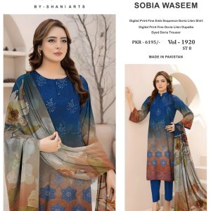 Sapphire Bloom – Doria Linen Embroidered 3-Piece Suit