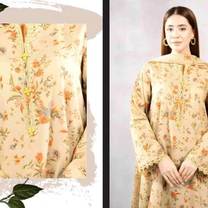Premium Quality 3-Piece Printed Lawn Suit With Lawn Dupatta