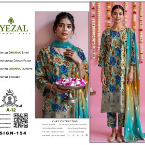 Azure Garden – Embroidered Daman Digital Dhanak Suit