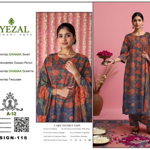 Autumn Bloom – Dhanak Suit with Embroidered Daman Patch