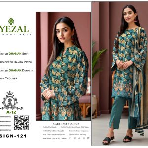 Teal Harmony – Dhanak Suit with Embroidered Daman Patch