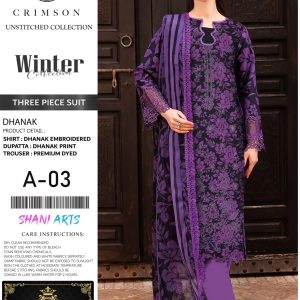 Royal Amethyst – Dhanak Embroidered 3-Piece Winter Suit